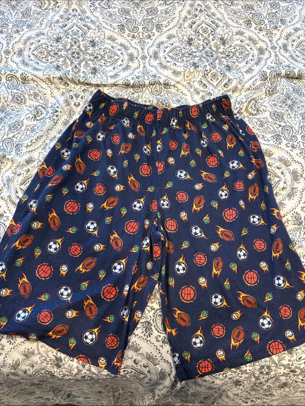 Cat & Jack Navy Blue Kids Pajama Shorts with Sports Ball Print